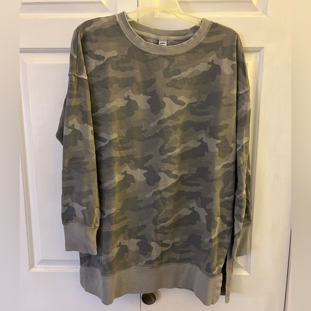 Oversized Crew Neck Sweatshirt with Side Slits
